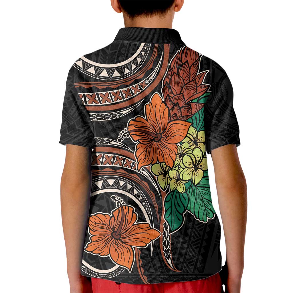 Vintage Hibiscus Pacific Floral Kid Polo Shirt LT9 - Polynesian Pride