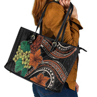 Vintage Hibiscus Pacific Floral Leather Tote Bag