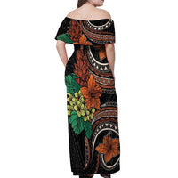 Vintage Hibiscus Pacific Floral Off Shoulder Maxi Dress LT9 - Polynesian Pride