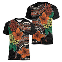 Vintage Hibiscus Pacific Floral Women V-Neck T-Shirt LT9 - Polynesian Pride
