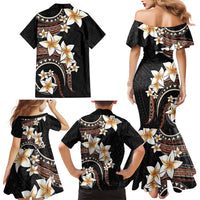 Vintage Plumeria Pacific Floral Family Matching Mermaid Dress and Hawaiian Shirt