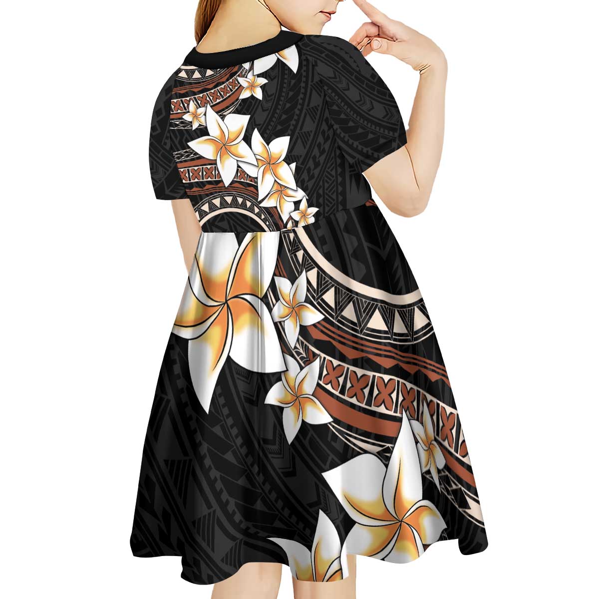 Vintage Plumeria Pacific Floral Kid Short Sleeve Dress LT9 - Polynesian Pride