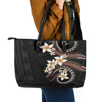 Vintage Plumeria Pacific Floral Leather Tote Bag LT9 - Polynesian Pride