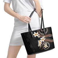 Vintage Plumeria Pacific Floral Leather Tote Bag LT9 - Polynesian Pride