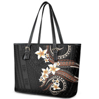 Vintage Plumeria Pacific Floral Leather Tote Bag LT9 - Polynesian Pride