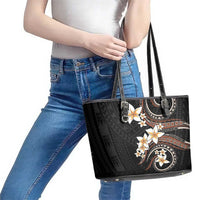 Vintage Plumeria Pacific Floral Leather Tote Bag LT9 - Polynesian Pride