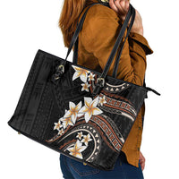 Vintage Plumeria Pacific Floral Leather Tote Bag LT9 - Polynesian Pride