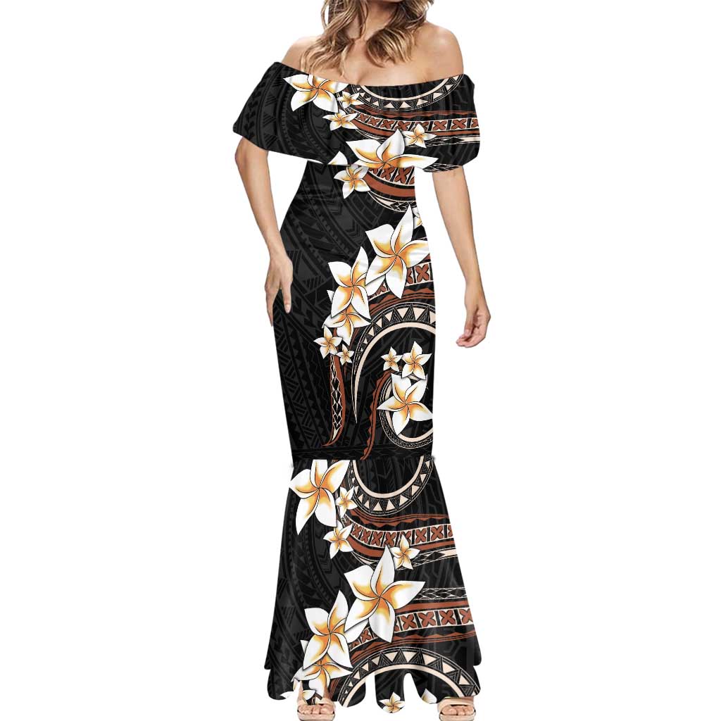 Vintage Plumeria Pacific Floral Mermaid Dress