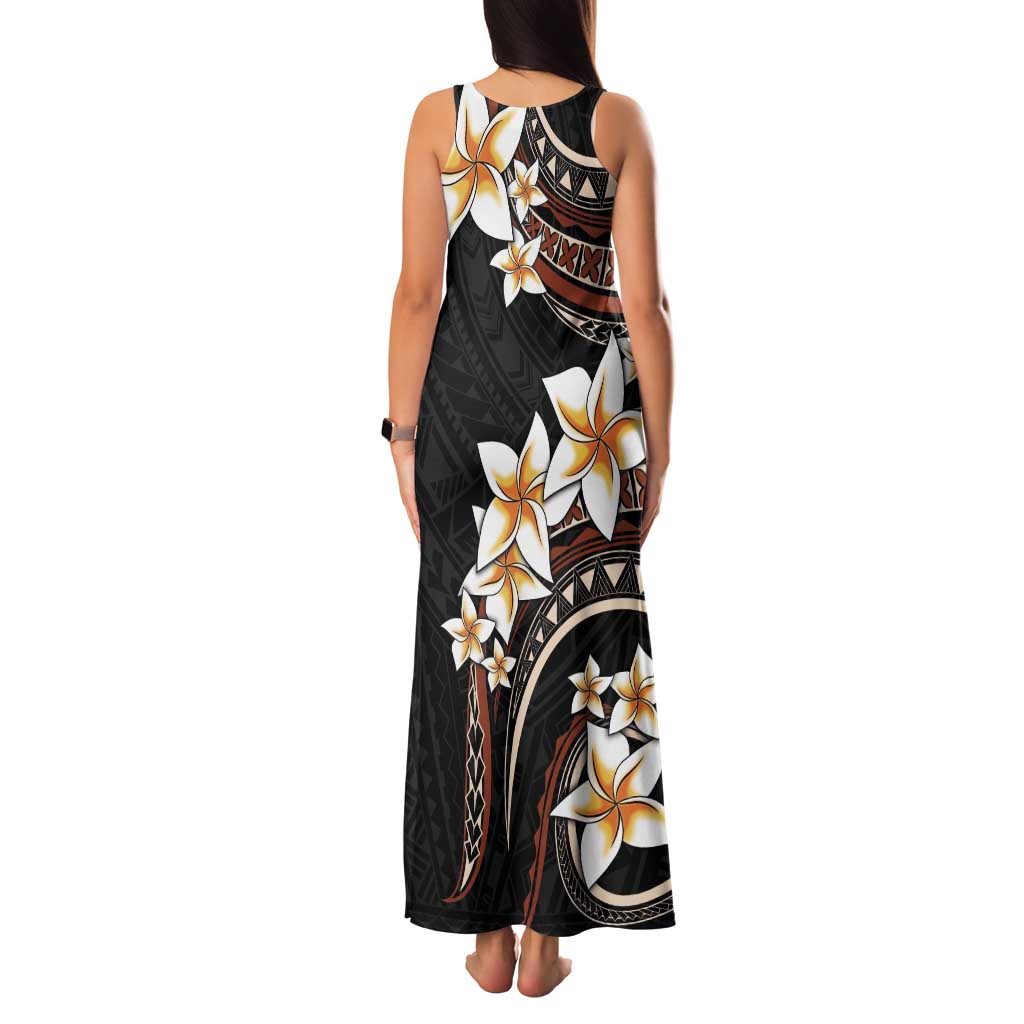 Vintage Plumeria Pacific Floral Tank Maxi Dress