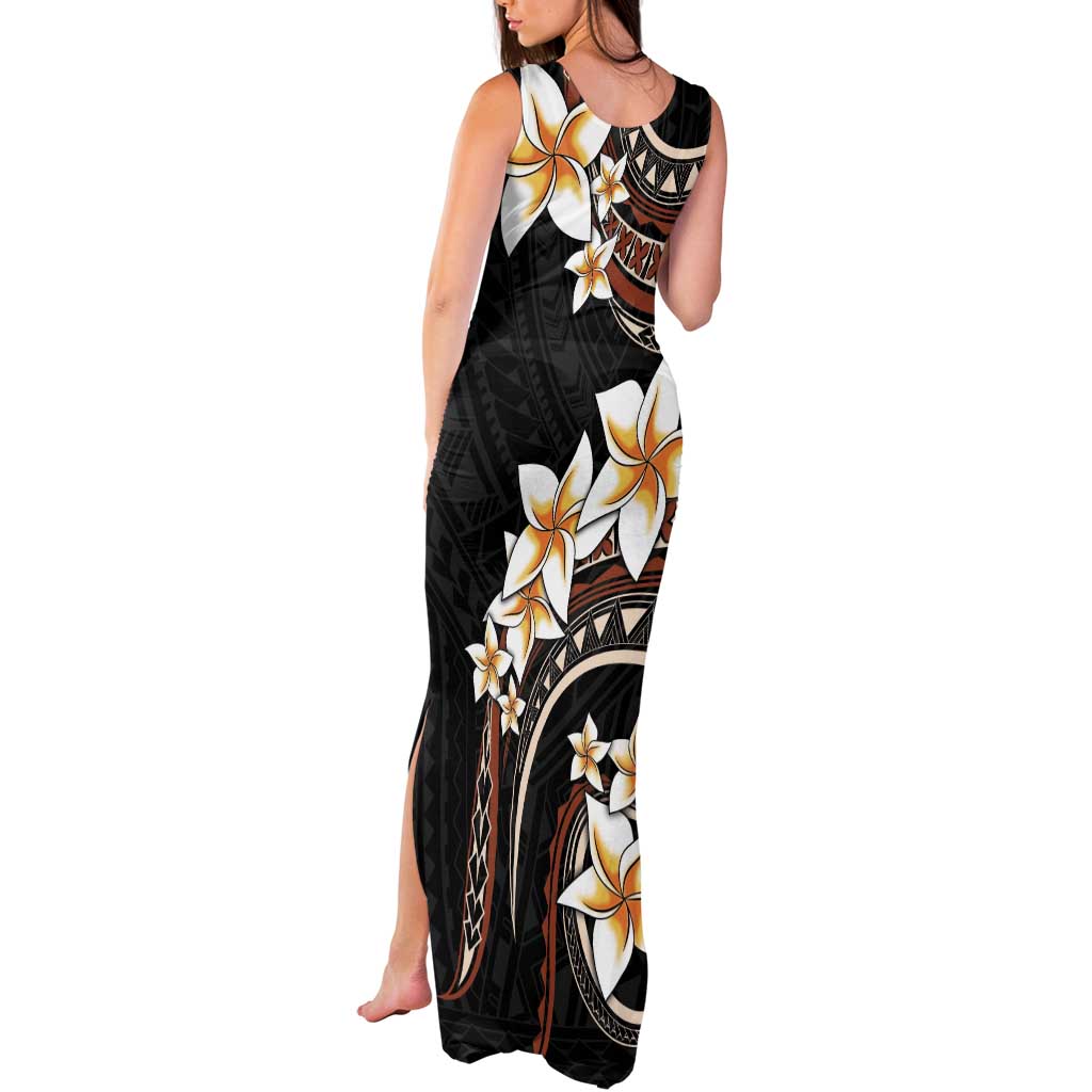 Vintage Plumeria Pacific Floral Tank Maxi Dress