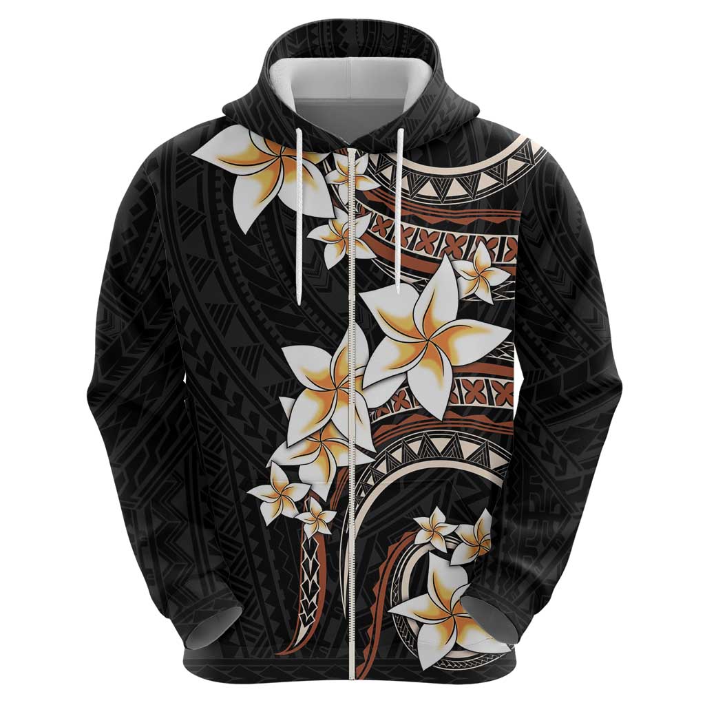 Vintage Plumeria Pacific Floral Zip Hoodie