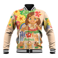 Kawaii Hula Girls Baseball Jacket Aloha Hibiscus Flowers LT9 Unisex Nude - Polynesian Pride