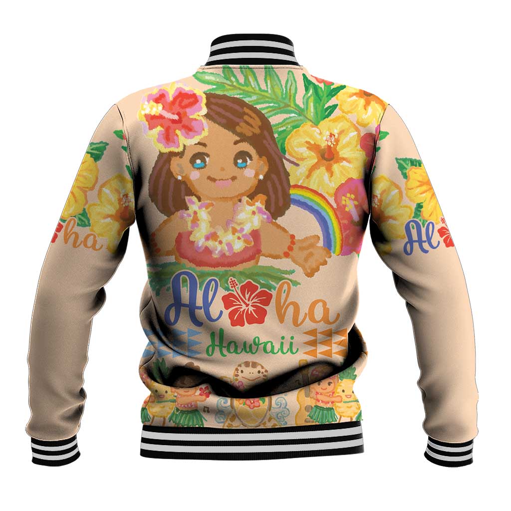 Kawaii Hula Girls Baseball Jacket Aloha Hibiscus Flowers LT9 - Polynesian Pride