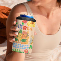 Kawaii Hula Girls 4 in 1 Can Cooler Tumbler Aloha Hibiscus Flowers