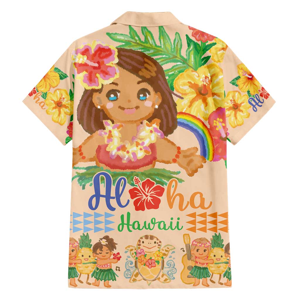 Kawaii Hula Girls Family Matching Summer Maxi Dress and Hawaiian Shirt Aloha Hibiscus Flowers