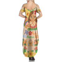 Kawaii Hula Girls Family Matching Summer Maxi Dress and Hawaiian Shirt Aloha Hibiscus Flowers