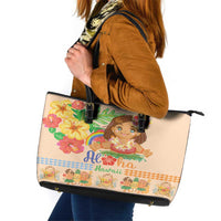 Kawaii Hula Girls Leather Tote Bag Aloha Hibiscus Flowers LT9 Nude - Polynesian Pride