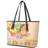 Kawaii Hula Girls Leather Tote Bag Aloha Hibiscus Flowers LT9 - Polynesian Pride