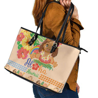Kawaii Hula Girls Leather Tote Bag Aloha Hibiscus Flowers LT9 - Polynesian Pride