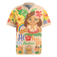 Kawaii Hula Girls Rugby Jersey Aloha Hibiscus Flowers