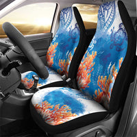 Hibiscus Turtle Tattoo Coral Reef Car Seat Cover with Polynesian Tribal