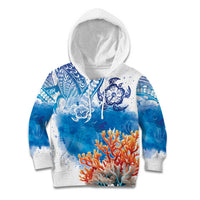 Hibiscus Turtle Tattoo Coral Reef Kid Hoodie with Polynesian Tribal LT9 Hoodie White - Polynesian Pride