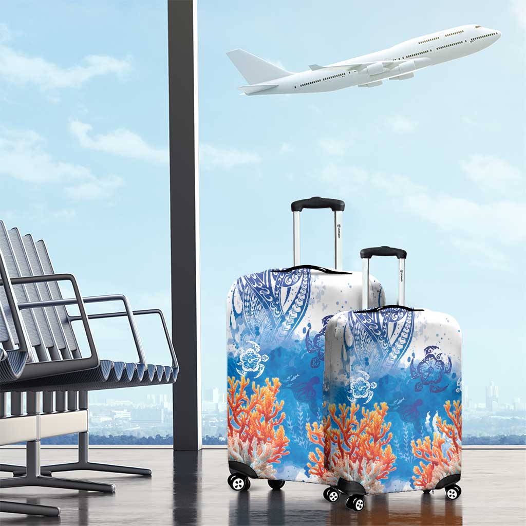 Hibiscus Turtle Tattoo Coral Reef Luggage Cover with Polynesian Tribal LT9 - Polynesian Pride
