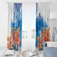Hibiscus Turtle Tattoo Coral Reef Window Curtain with Polynesian Tribal