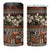 Pacific Hibiscus Tapa Tribal Vintage 4 in 1 Can Cooler Tumbler Brown Motif