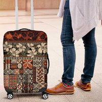 Pacific Hibiscus Tapa Tribal Vintage Luggage Cover Brown Motif LT9 Brown - Polynesian Pride