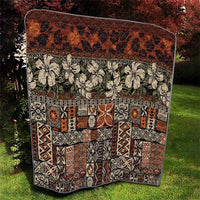 Pacific Hibiscus Tapa Tribal Vintage Quilt Brown Motif LT9 - Polynesian Pride