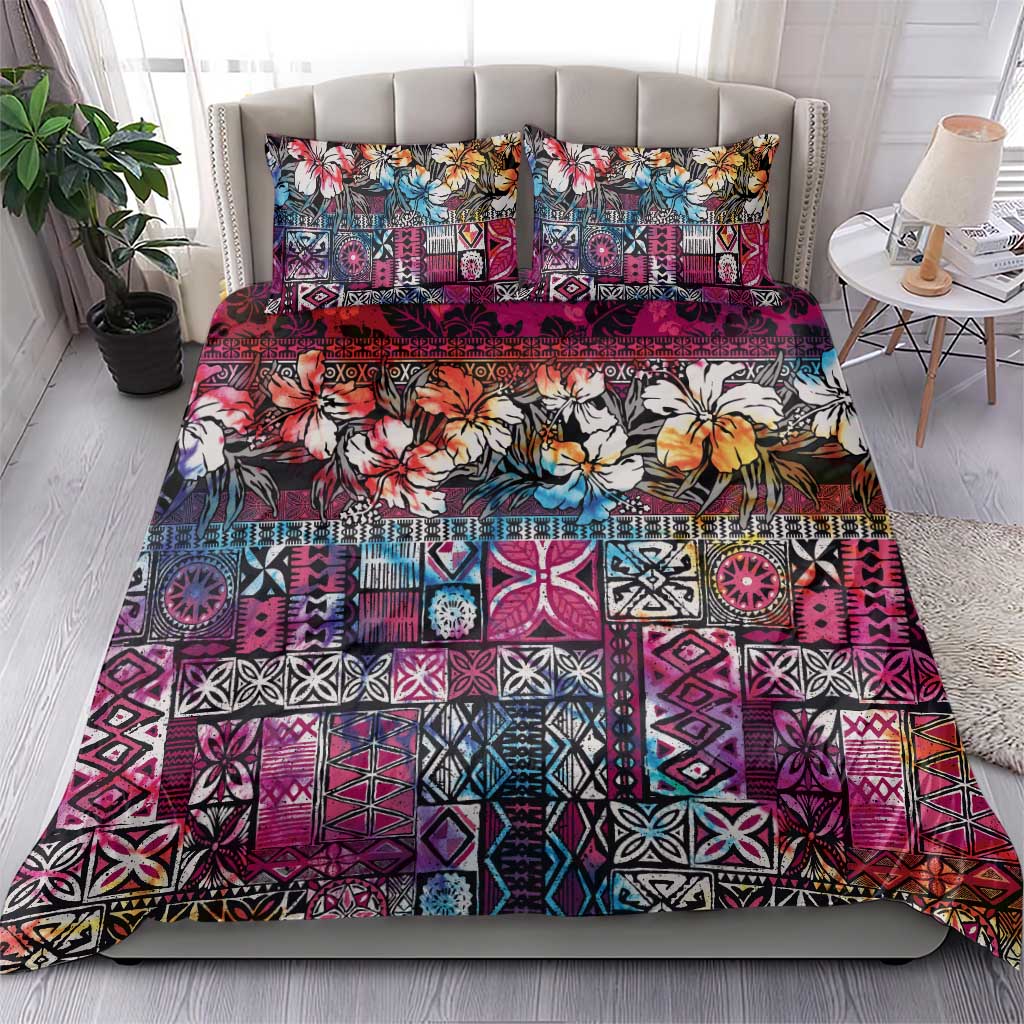 Pacific Hibiscus Tapa Tribal Vintage Bedding Set Pink Motif LT9 - Polynesian Pride