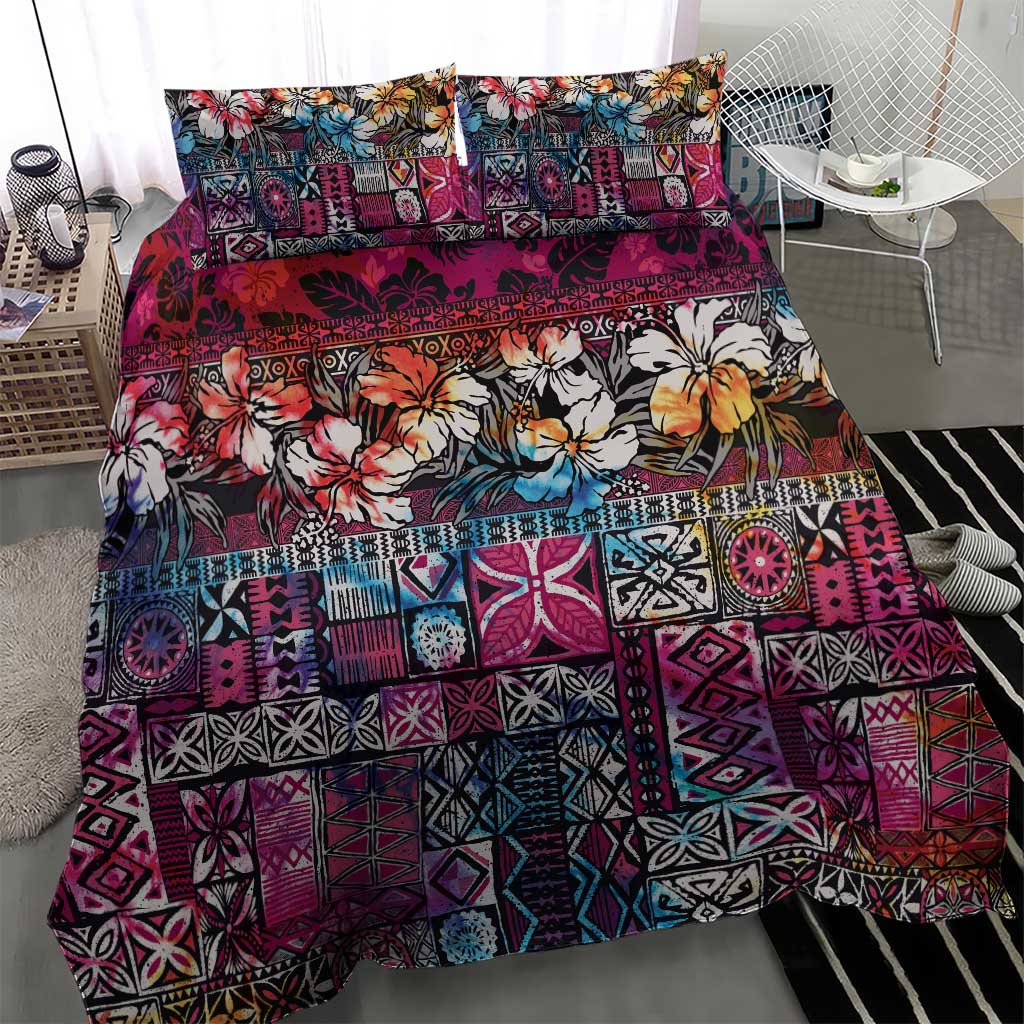 Pacific Hibiscus Tapa Tribal Vintage Bedding Set Pink Motif LT9 - Polynesian Pride