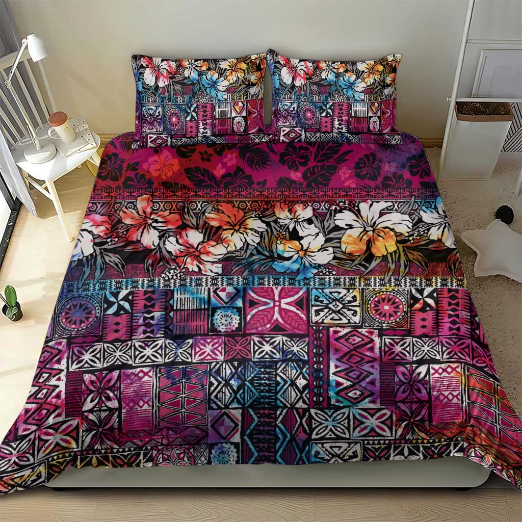 Pacific Hibiscus Tapa Tribal Vintage Bedding Set Pink Motif LT9 - Polynesian Pride