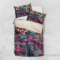 Pacific Hibiscus Tapa Tribal Vintage Bedding Set Pink Motif LT9 US Twin 172cm x 218cm Pink - Polynesian Pride
