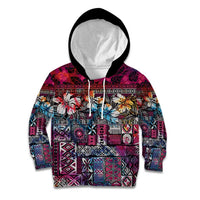 Pacific Hibiscus Tapa Tribal Vintage Kid Hoodie Pink Motif LT9 Hoodie Pink - Polynesian Pride