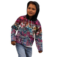 Pacific Hibiscus Tapa Tribal Vintage Kid Hoodie Pink Motif LT9 - Polynesian Pride