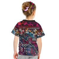 Pacific Hibiscus Tapa Tribal Vintage Kid T Shirt Pink Motif LT9 - Polynesian Pride