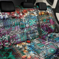 Pacific Hibiscus Tapa Tribal Vintage Back Car Seat Cover Turquoise Motif