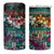 Pacific Hibiscus Tapa Tribal Vintage 4 in 1 Can Cooler Tumbler Turquoise Motif