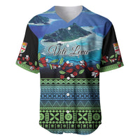 Personalised Fiji Viti Levu Baseball Jersey Tagimoucia and Tapa Tribal Pattern LT9 Blue - Polynesian Pride