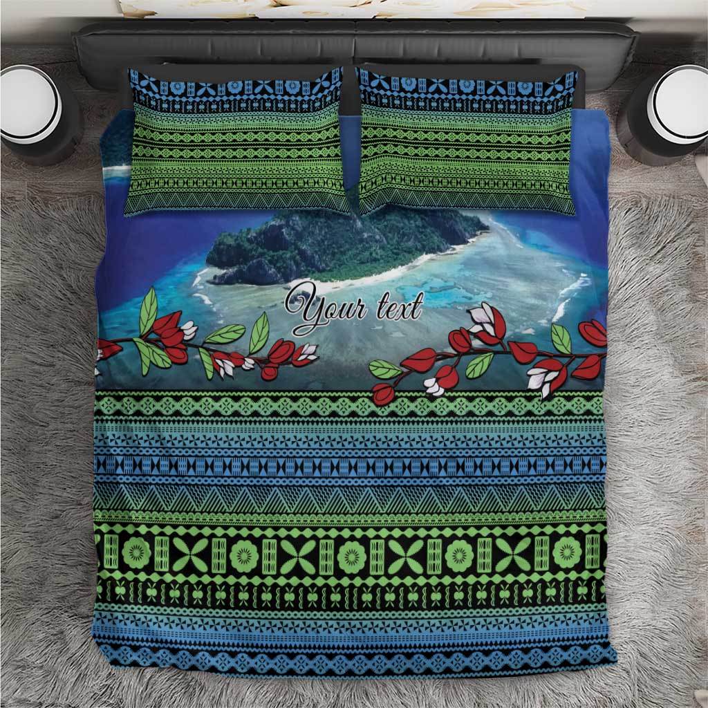 Personalised Fiji Viti Levu Bedding Set Tagimoucia and Tapa Tribal Pattern LT9 Blue - Polynesian Pride