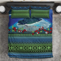 Personalised Fiji Viti Levu Bedding Set Tagimoucia and Tapa Tribal Pattern LT9 Blue - Polynesian Pride