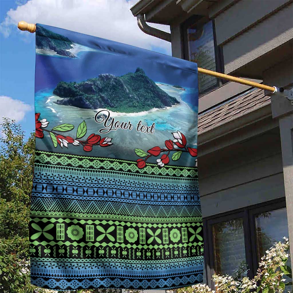 Personalised Fiji Viti Levu Garden Flag Tagimoucia and Tapa Tribal Pattern LT9 - Polynesian Pride