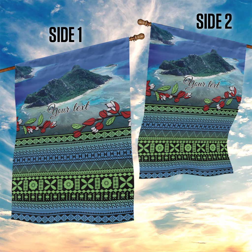 Personalised Fiji Viti Levu Garden Flag Tagimoucia and Tapa Tribal Pattern LT9 - Polynesian Pride