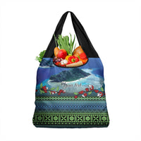 Personalised Fiji Viti Levu Grocery Bag Tagimoucia and Tapa Tribal Pattern