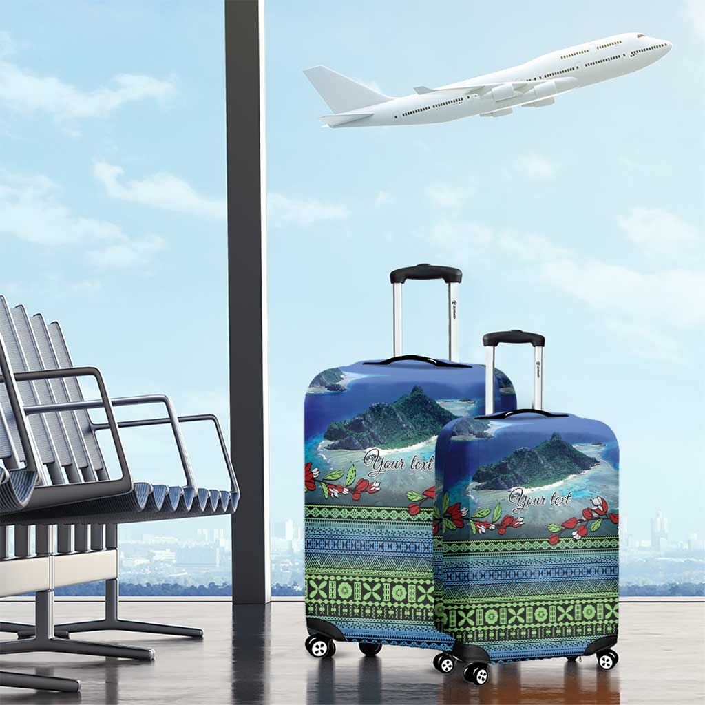 Personalised Fiji Viti Levu Luggage Cover Tagimoucia and Tapa Tribal Pattern LT9 - Polynesian Pride