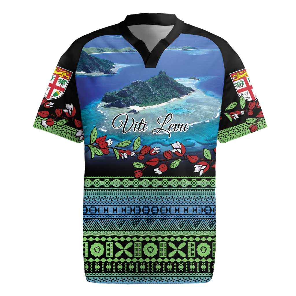 Personalised Fiji Viti Levu Rugby Jersey Tagimoucia and Tapa Tribal Pattern LT9 Blue - Polynesian Pride