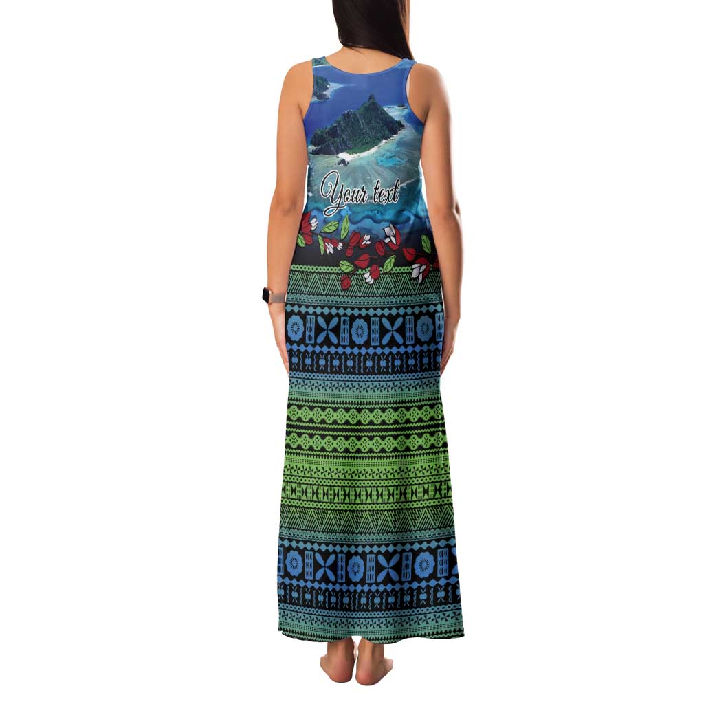 Personalised Fiji Viti Levu Tank Maxi Dress Tagimoucia and Tapa Tribal Pattern