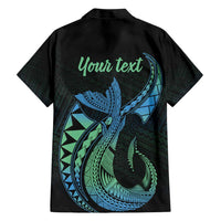 Personalised Hawaii Kure Atoll Family Matching Short Sleeve Bodycon Dress and Hawaiian Shirt Holaniku Coral Reef with Polynesian Tribal